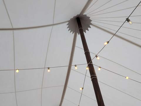 video showing the shadow of a penant from inside of a white tent